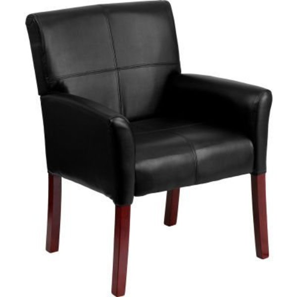 Gec Executive Reception Chair - Black Leather - Mahogany Legs BT-353-BK-LEA-GG